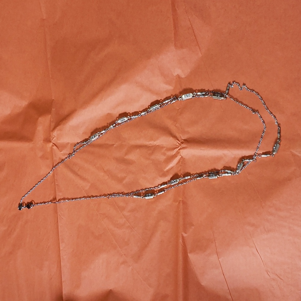LOFT Double Strand silver tone with Rhinestone Necklace. 17" long.